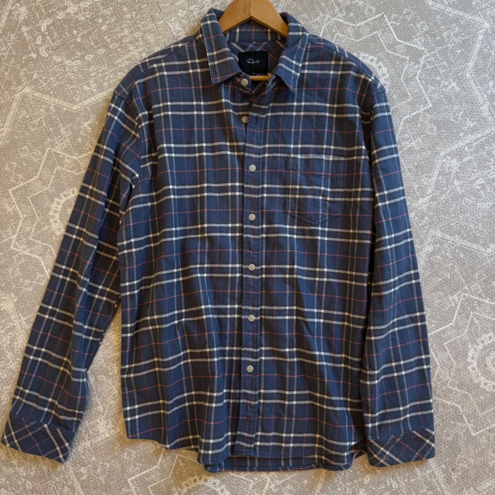 Rails Plaid Button Down Shirt Mens XL Blue Long Sleeve Flannel Style‎ Pocket